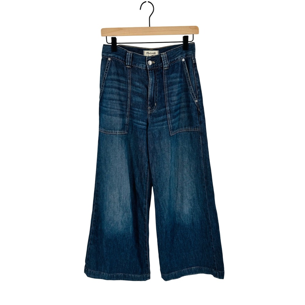 Madewell Superwide-Leg Jeans Blue 25 High Rise Lyocell Blend Dark Wash Denim - Picture 10 of 10